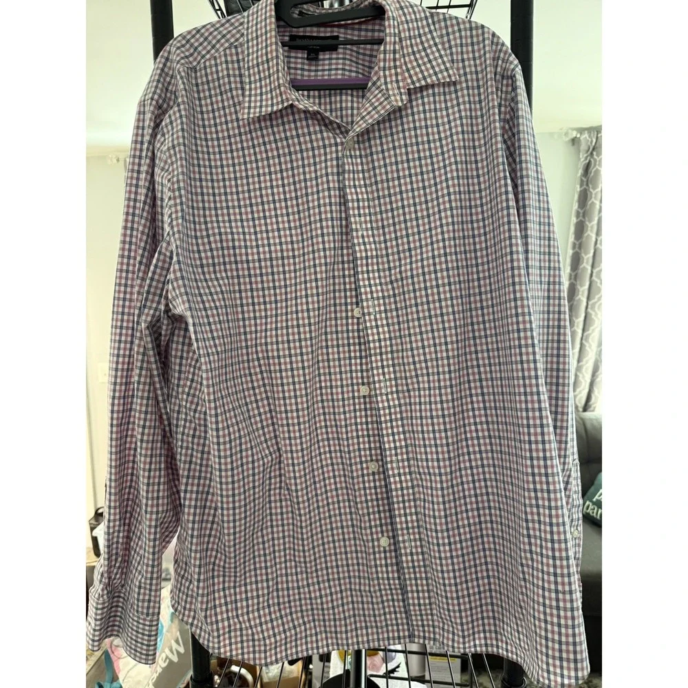 Banana Republic Men's XL Untucked Fit Non-Iron Multicolor Plaid Button Up Shirt